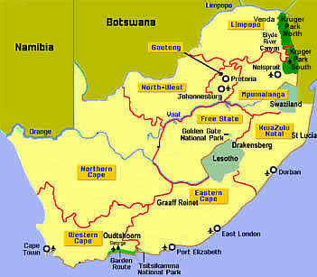 Zuid Afrika kaart - Zafari Tours